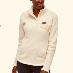 Patagonia Re-Tool Snap-T Fleece POLARTEC Pullover Women's S RAW LINEN X DYE EUC